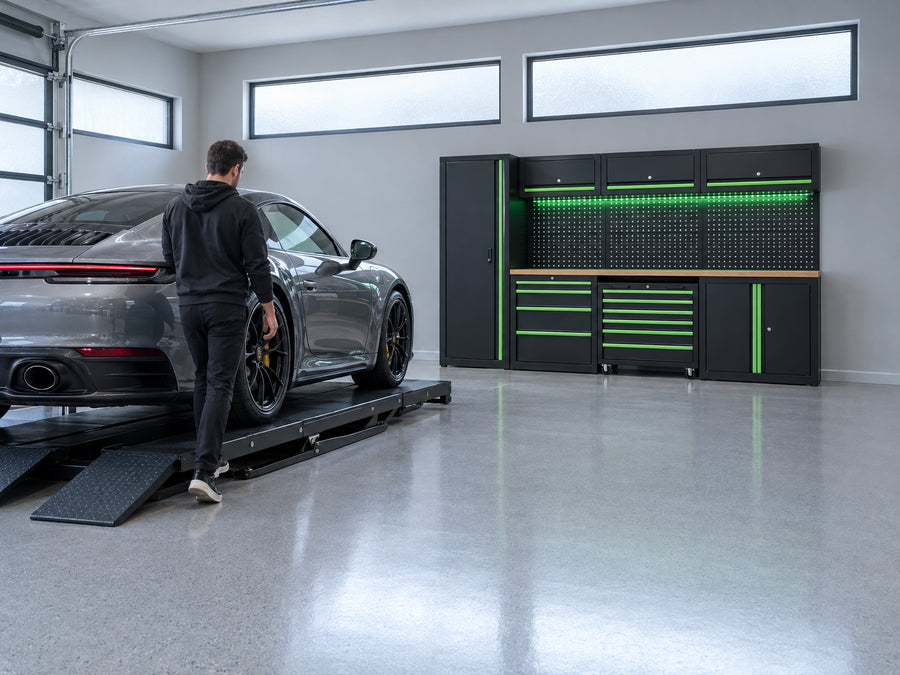 Garage equipment in a working lifestyle setting