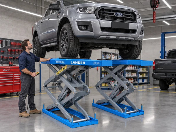 Low-Profile Scissor Lift Engineered for Precision, 12,125 lb Capacity, Twin Hydraulic Sync, CE/ISO Compliant